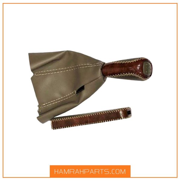 قاب دور چرمی دسته دنده طرح چوب مات و براق